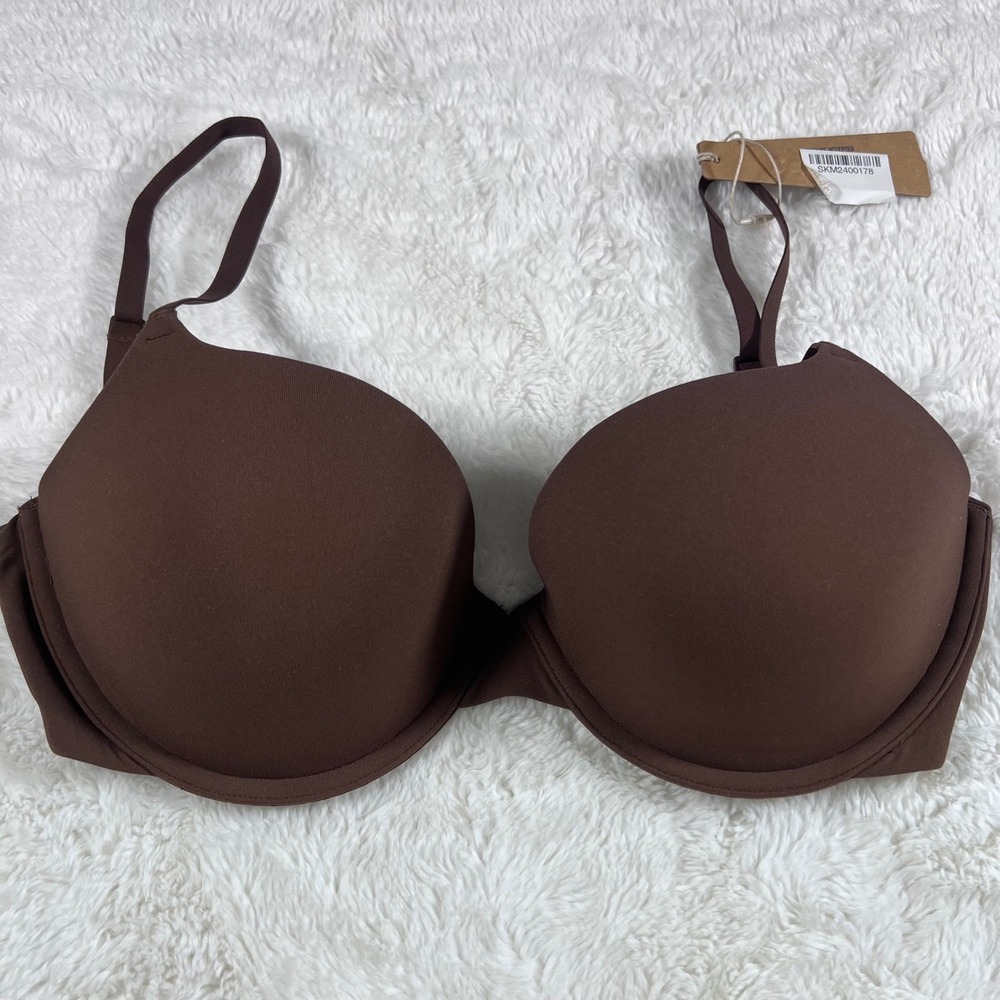 Skims‎ Fits Everybody Push Up Demi Bra Cocoa Brown BR-UWR-2295 Size 32DD NWT - Picture 1 of 12